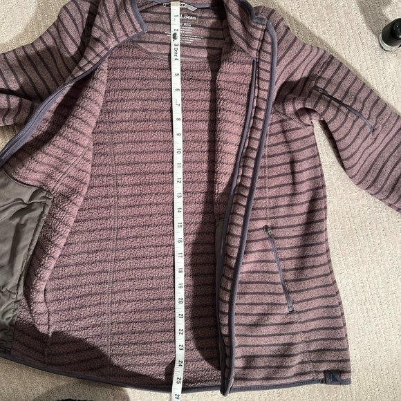 LL Bean Striped Sweater Fleece Full-Zip Jacket Size medium regular misses - Picture 7 of 9